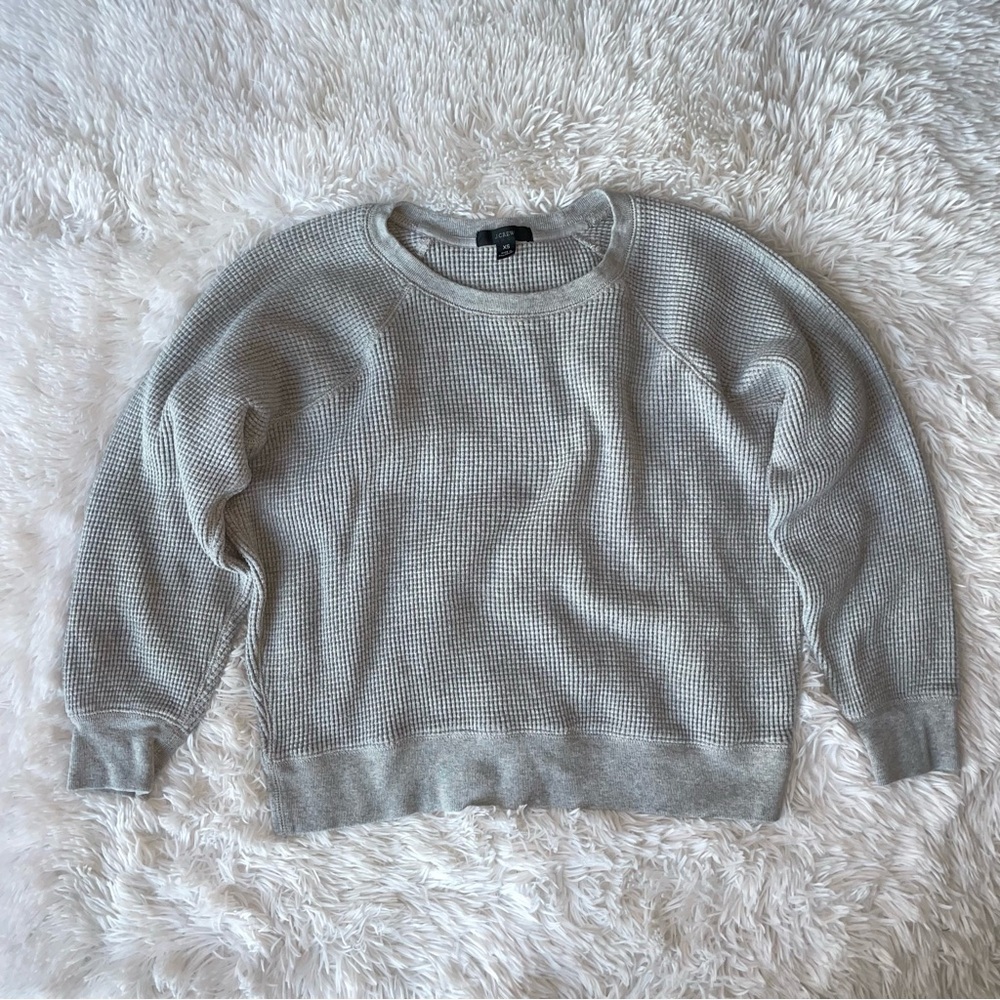 J. Crew Long Sleeve Waffle Knit Cotton‎ Crewneck Top